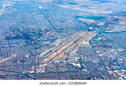 View Of Mexico City International Airport From An Airplane