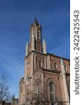View of the mid 19th century church of St. Gertrudes (Sint Gertrudis) in Wetteren, East Flanders, Belgium.