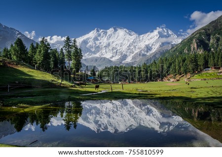 View of mighty Nanga Parbat Mountain (8,126 meters), also known as the Killer Mountain is one among the 14 eight-thousanders.