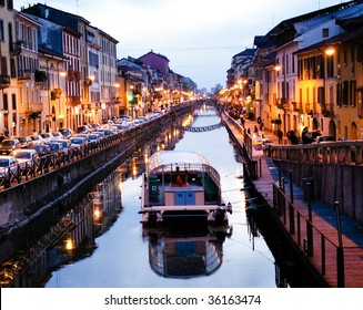 View Of The Milan Canal. Milan, Italy