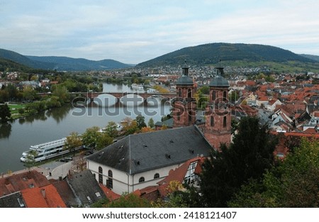 View From The Mildenburg Castle To The Historical Main Bridge In Miltenberg Hesse Germany On An Overcast Autumn Day