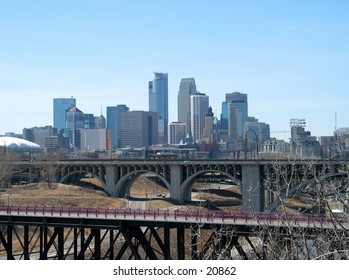 View of Minneapolis, Minnesota from a distance.