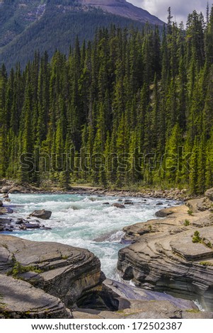 View of Mistaya Canyon in the Canadian Rocky Mountains, Banff National Park Alberta