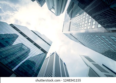 View of modern business skyscrapers glass and sky view landscape of commercial building in central city - Shutterstock ID 1248341155