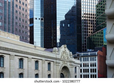 View Of Modern And Old Buildings In Downtown Pittsburgh PA                              