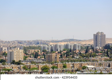 View of the modern tall houses in Beersheba at far distance