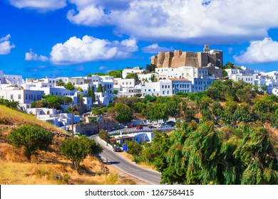 View Of Monastery Of St.John In Patmos Island, Dodecanese, Greece