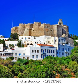 View Of Monastery Of St.John In Patmos Island, Dodecanese, Greece