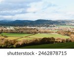 A view of Monmouth, Monmouthshire from the surrounding hills