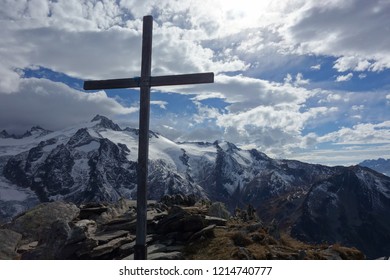 view to the Mont Blanc massif from the summit of the Pointe Ronde near Col de la Forclaz