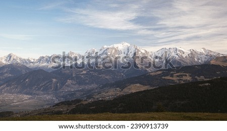 View of Mont Blanc summit from Cordon, Haute-Savoie, France