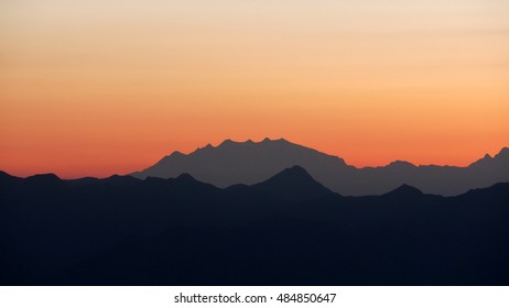 A View Of The Monte Rosa Massif At Sunset.