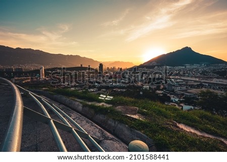 The view of Monterrey at sunset  Mexico 