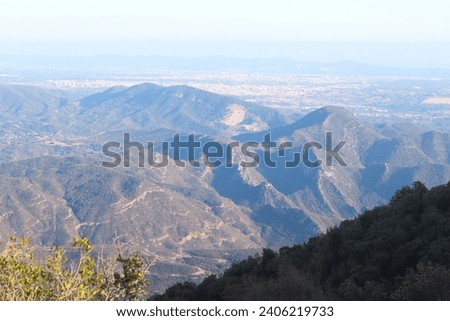 View from Montserrat monastery in Barcelona, Catalonia, Spain. Beautiful landscape with mountain.