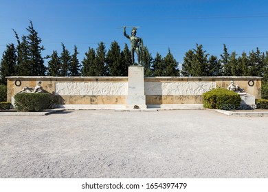 View Of Monument The Battle Of Thermopylae. Famous Places In  Greece. Ancient Monuments.