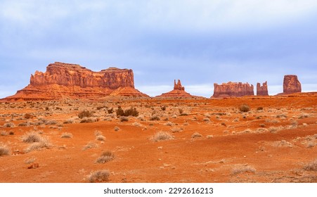 View of Monument Valley from Forrest rom US-163 road. Oljato-Monument Valley, Utah, United States. - Shutterstock ID 2292616213