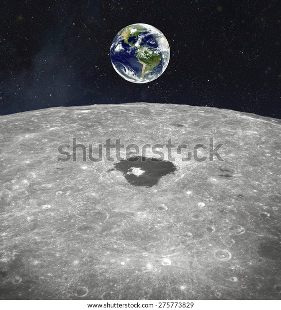 View from moon on earth. Elements of this image
furnished by NASA