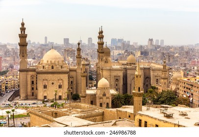 View of the Mosques of Sultan Hassan and Al-Rifai in Cairo - Egypt