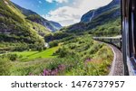 View from the most beautiful train journey Flamsbana between Flam and Myrdal in Aurland in Western Norway