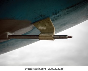 View Of Motor Boat Propeller Shaft