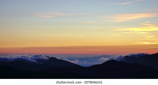View of Mount Cusna at sunset on the ridge of the Parco dell'Appennino Tosco Emiliano, Reggio Emilia, Italy