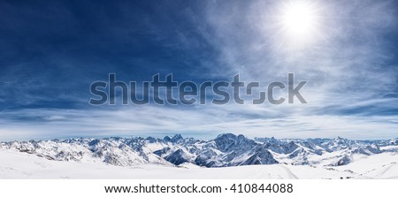 View from the mount Elbrus, the northern Caucasus mountains, Russia