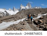 View of Mount Fitz Roy on Laguna de Los Tres trail, El Chalten, Patagonia, Argentina, South America