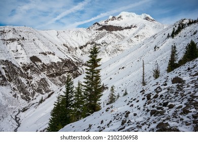 View of Mount Hood from Zigzag Overlook in winter - Shutterstock ID 2102106958