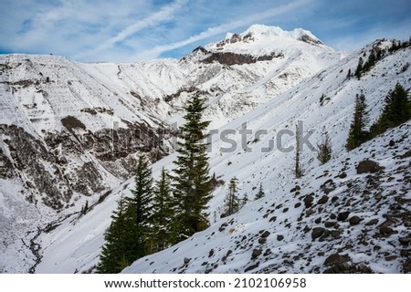 View of Mount Hood from Zigzag Overlook in winter