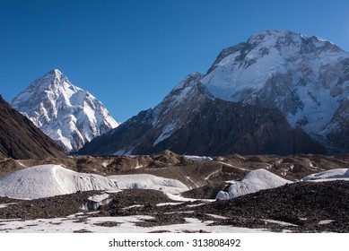 View Of Mount K2 With Broad Peak From Concordia, Pakistan