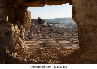 View of Mount of Olives' Jewish cemetery in Jerusalem, Israel