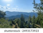 View from Mount Olympus, highest peak of the island of Cyprus. Troodos mountains