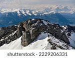 View of Mount Pilatus in the Swiss Alps in winter, Kriens, Switzerland