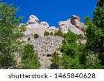 View of Mount Rushmore from walking path below the monument.