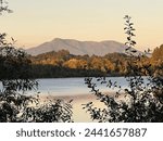 View of Mount Saint Helena from Lake Benoist at Riverfront Regional Park, Sonoma County, California 