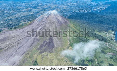 View of the Mount Sinabung, one of the active Volcanic in North Sumatra, Sumatra Island, Indonesia.