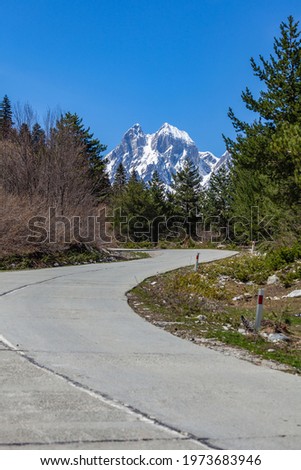 View of Mount Ushba. Ushba is one of the most notable peaks of the Caucasus range, located in the Svaneti region of Georgia. Travel.