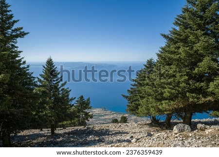 View of the mountain Ainos on the island Kefalonia in Greece