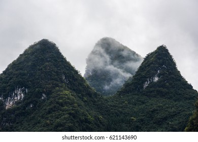 view of mountain in cloudy day