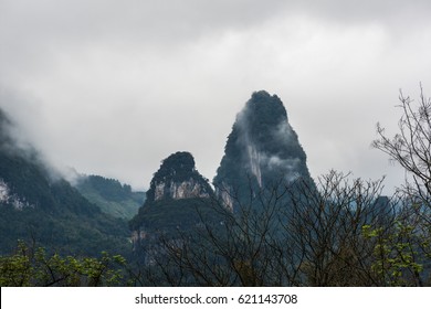 view of mountain in cloudy day