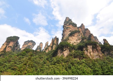 View Of Mountain In Front Of  Bailong Elevator