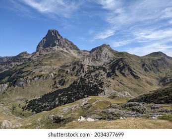 View Of A Mountain Landscape With A Cloudy Sky. Pic Du Midi D'Ossau