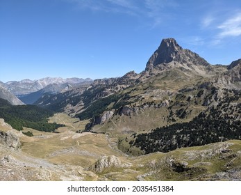 View Of A Mountain Landscape With A Cloudy Sky. Pic Du Midi D'Ossau