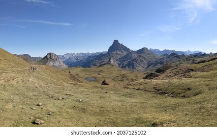 View Of A Mountain Landscape With A Cloudy Sky. Pic Du Midi D'Ossau