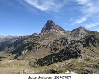 View Of A Mountain Landscape With A Cloudy Sky. Pic Du Midi D'Ossau