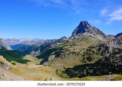 View Of A Mountain Landscape With A Cloudy Sky. Pic Du Midi D'Ossau