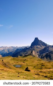 View Of A Mountain Landscape With A Cloudy Sky. Pic Du Midi D'Ossau