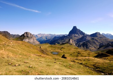 View Of A Mountain Landscape With A Cloudy Sky. Pic Du Midi D'Ossau