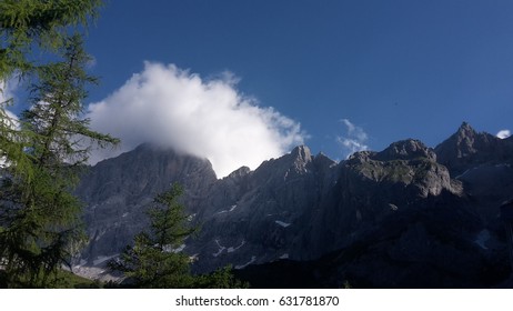 A view of mountain peaks.