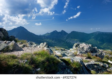 View of mountain peaks